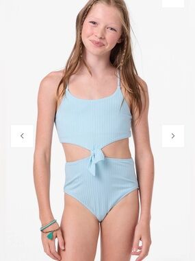 NWOT O’Neill Girl's Shorebreak Rib Knot Front One-Piece Sz 14
